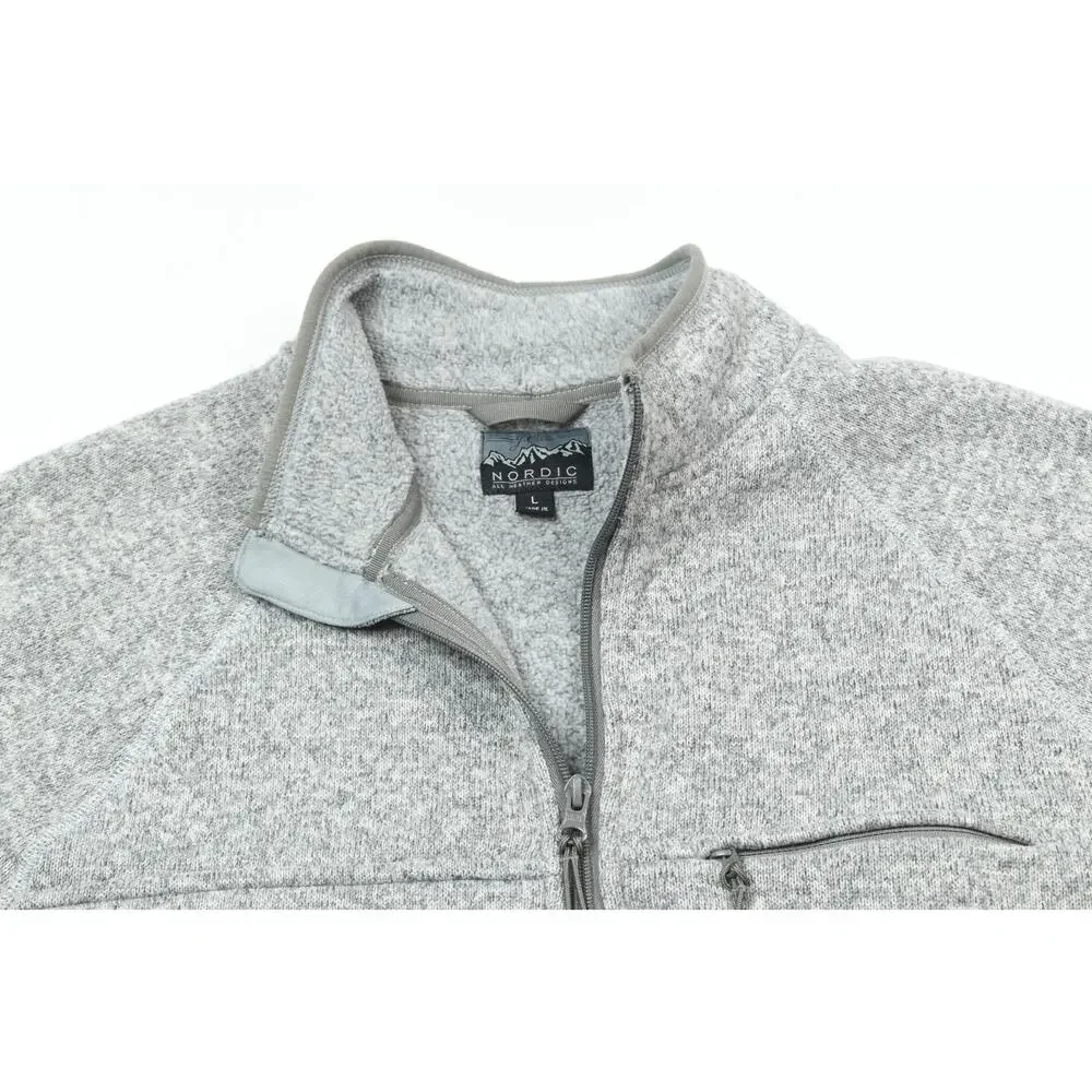 J.Crew Nordic Polartec Full-Zip Fleece Jacket Mens Large Gray Long Sleeve